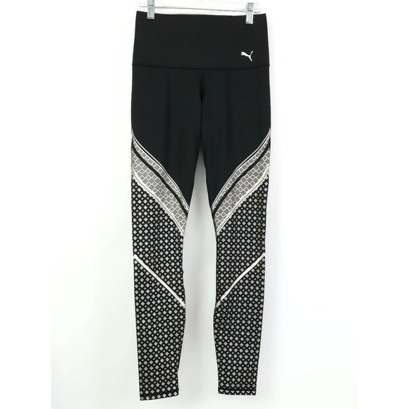 Puma Dry Cell Leggings Sz XS - Black and Silver Foil w/ Inside Pocket - Picture 1 of 9